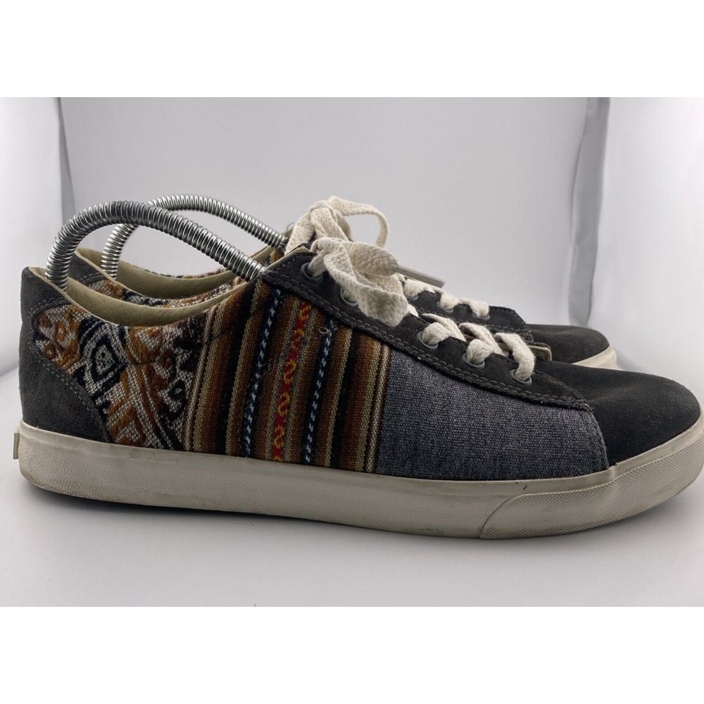 Inkkas Canvas/Suede Sneakers Boho Native Aztec Gray Brown Mens 11 Womens 13